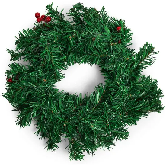 Christmas Wreath for Front Door, Indoor Outdoor Holiday Decorations (12 in) Green {5}
