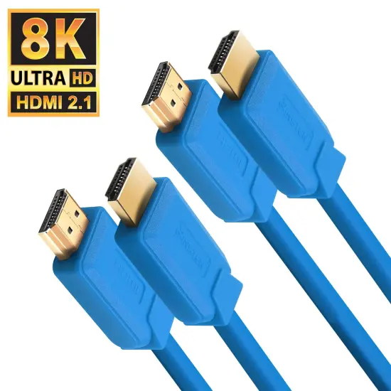 Insten 2 Pack High Speed 8K HDMI Male to Male Cable Cord 6 ft for TV, PC, Desktop Computer, 60Hz, 48Gbps, , Blue {2}