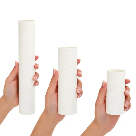 24 White Cardboard Tubes for Crafts, Empty Paper Rolls, Cylinders in 3 Sizes for DIY Art Projects (4, 6, and 10 Inches) {7}