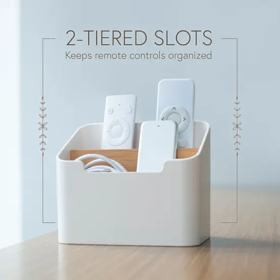 Zodaca Remote Control Holder, Desk Storage Organizer Container for Home & Office White {2}