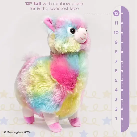 Bearington Annabelle Plush Stuffed Animal Rainbow Alpaca, 12 inches Multicolor {6}