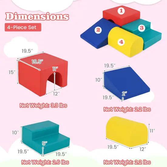 Portable Climb and Crawl Foam Block Play Set Perfect for Child Various Activities Red {5}