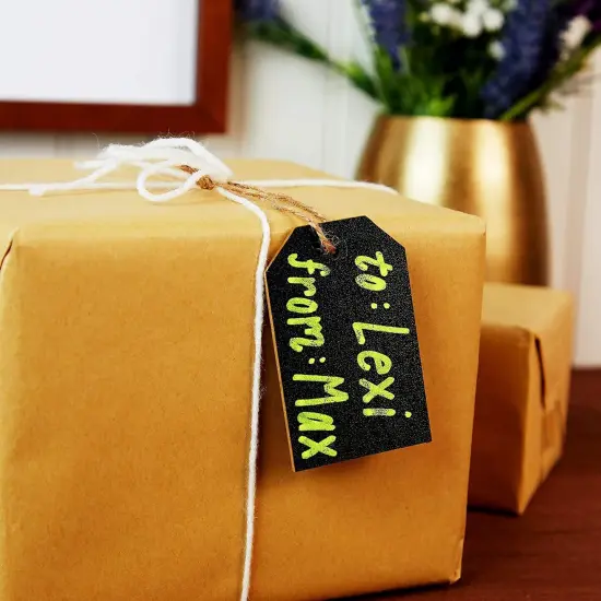 Chalkboard Tags with Liquid Chalk Markers, String and Chalk (24 Pieces) White {6}