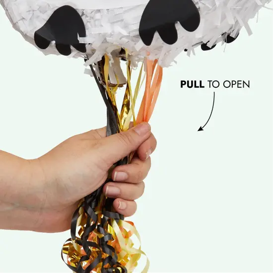 Small Owl Pull String Pinata for Woodland Birthday Party Decorations (17 x 13 In) White {5}