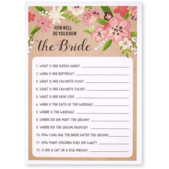 Set of 5 Bridal Shower Games for Engagement Celebrations, Bridal, Bachelorette, Anniversary, Wedding Party, Entertains 50 Guests {7}