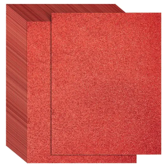 24 Sheets Red Glitter Cardstock Paper 8.5 x 11 for Scrapbooking, DIY Projects, Arts and Crafts (280gsm) {1}