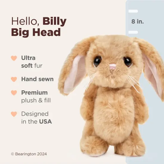 Bearington Billy Big Head Bunny The Stuffed Bunny Rabbit, 8 Inch Brown Easter Stuffed Animal {2}