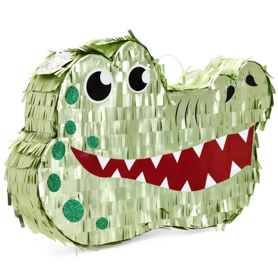 Alligator Pinata for Kids Safari Birthday Party Decorations, Baby Shower (Small, 16.5x11.5x3 In), For Ages 3+ Green {1}