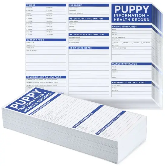 60 Pack Puppy Vaccination Record Cards, Canine Health Record Books for Dogs (Tri-Fold Design, 8.5x11 Inch) {1}