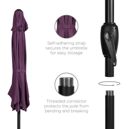 Best Choice Products 7.5ft Heavy-Duty Outdoor Market Patio Umbrella w/ Push Button Tilt, Easy Crank Amethyst Purple {6}