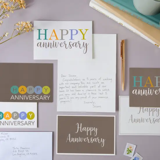 36 Pack Happy Anniversary Cards with Envelopes for Work, Wedding, Employees, 6 Designs (Blank Inside, 4x6 In) {3}