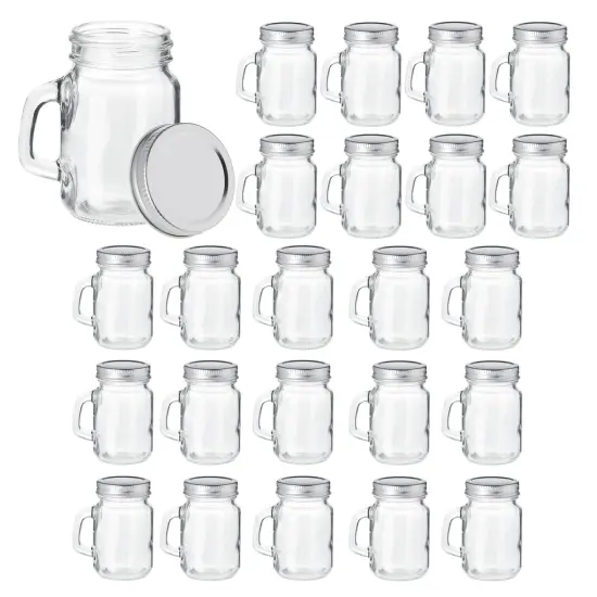 24 Pack 4 oz Mason Jars with Lids, Mini Glass Jars with Metal Lids and Handles for Arts and Crafts, DIY Projects Clear {1}