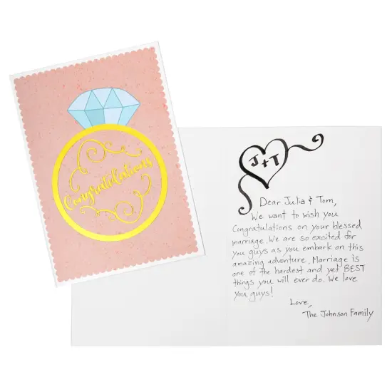 24 Pack Wedding Cards for Bride and Groom with Gold Envelopes, Engagement Congratulations, 6 Gold Foil Designs (5x7 In) {5}