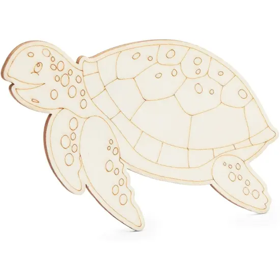 24 Pieces Unfinished Sea Creatures Wood Cutouts for Crafts, Wooden Ocean Animals (Turtle, Seahorse, Starfish, Mermaid) Brown {4}