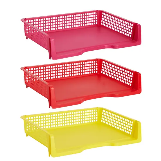 Set of 6 Rainbow Classroom Turn In Trays for Teachers, Plastic Storage Baskets for Office Use (9 x 13 x 3 In) Multicolor {7}