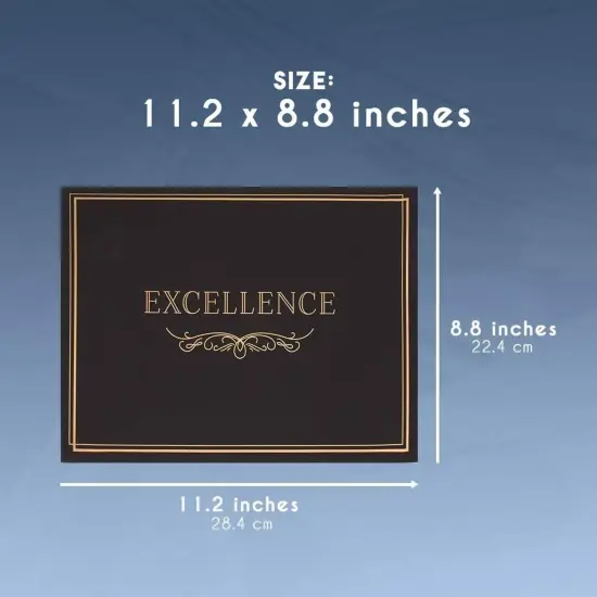 Certificate Holder - 12-Pack Diploma Cover, Document Cover for Letter-Sized Award Certificates, 300 GSM, Excellence Gold Foil Print, Black, 11.2 x 8.8 Inches {6}