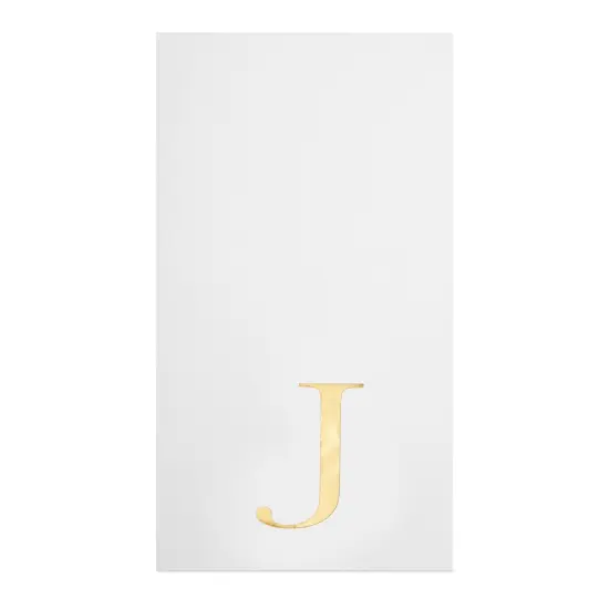 Sparkle and Bash 100 Pack Gold Foil Initial Letter J White Monogram Paper Napkins for Wedding Reception, Table Decorations (4 x 8 In) {6}