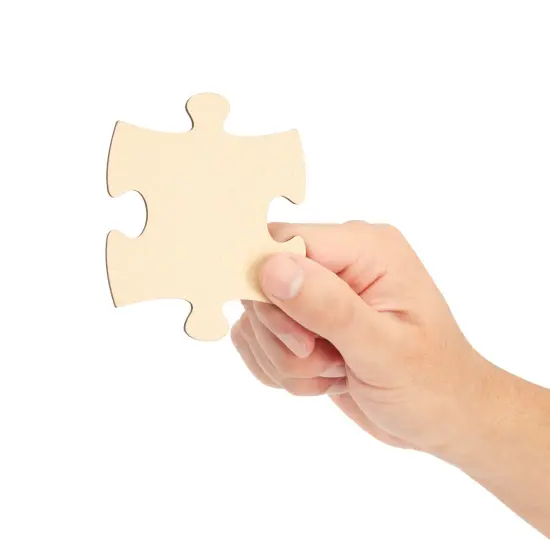 50 Blank Wooden Puzzle Pieces for Crafts, DIY Art Projects, 3x3.5" Unfinished Freeform Jigsaw Wood Puzzles to Draw On {7}