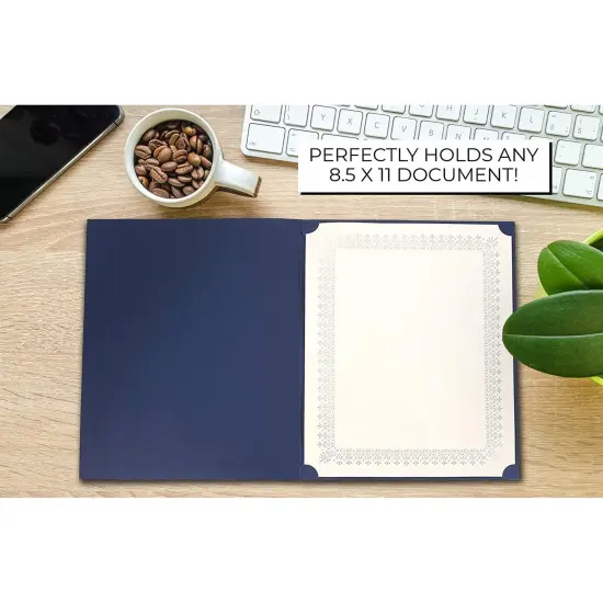 12-Pack Award Certificate Holders - Bulk Certificate Holders for Graduation, Diploma, Employee Appreciation, Certifications (fits 8.5x11) Blue {7}