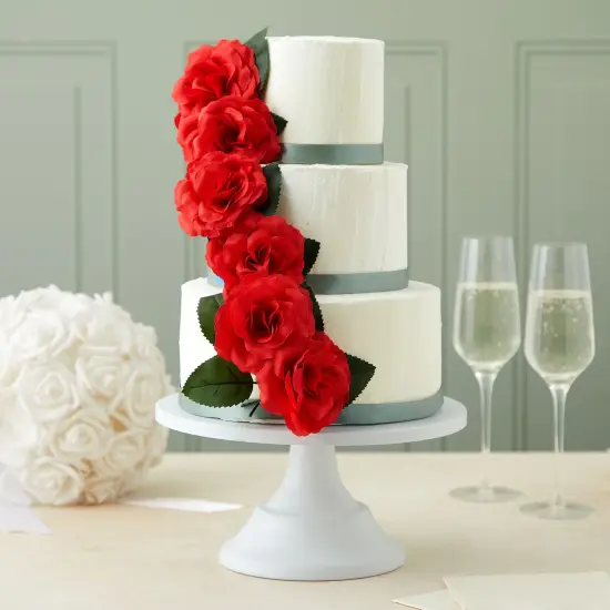 50 Pack Red Roses Artificial Flowers Bulk, 3 Inch Stemless Fake Silk Roses for Decorations, Wedding, Faux Bouquets {4}