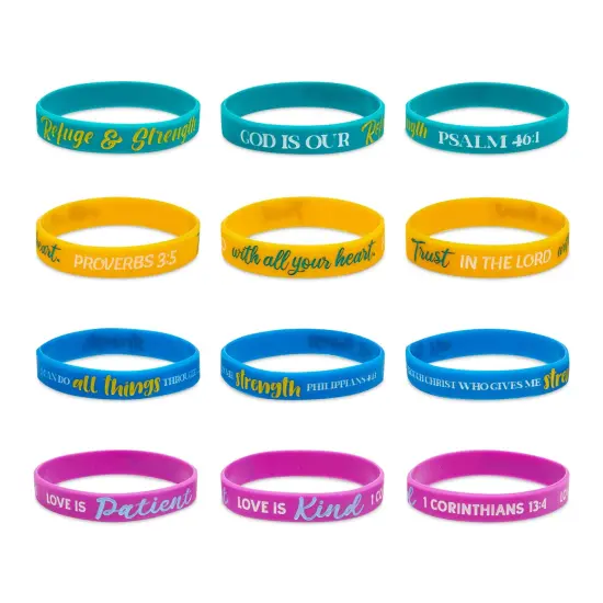 24 Pcs Christian Religious Motivational Wristbands Wrist Bands Silicone Rubber Bracelets for Party Favors Multicolor {5}