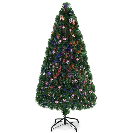 Costway 3/4/5/6 Ft Pre-Lit Fiber Optic PVC Christmas Tree Plastic {9}