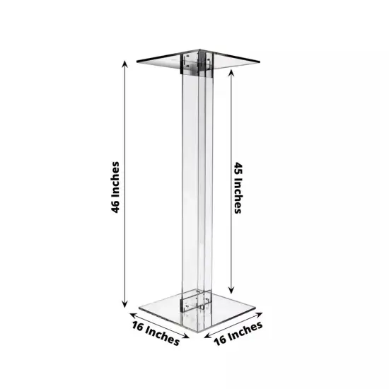 46" Clear Acrylic Flower Display Stand Square Top and Base Party Decorations {5}