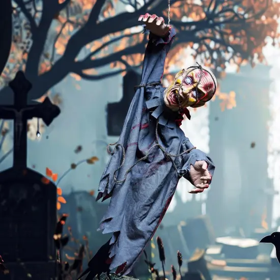 30&rdquo; Halloween Decoration Outdoor Hanging Zombie, Plastic Creepy Ghost {4}
