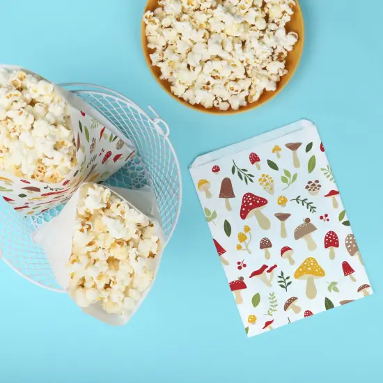 Big Dot of Happiness Wild Mushrooms Paper Treat Bags, Red Toadstool Decor, Individual Snack Favors, Greaseproof White Sandwich Cookie Bags - 25 Count {3}