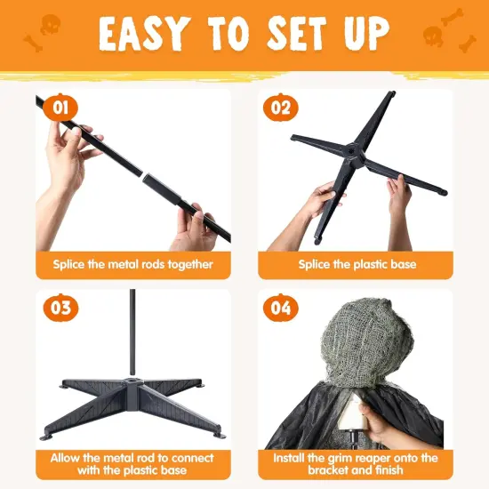 67" Halloween Decorations Outdoor Life Size Animatronics Grim Reaper with Chain {3}