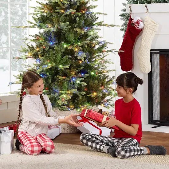 Aspen Slim Christmas Tree Noble Fir with 1,350 Branch Tips, 2-in-1 Multicolor LED Lights & Cordless Connection {5}