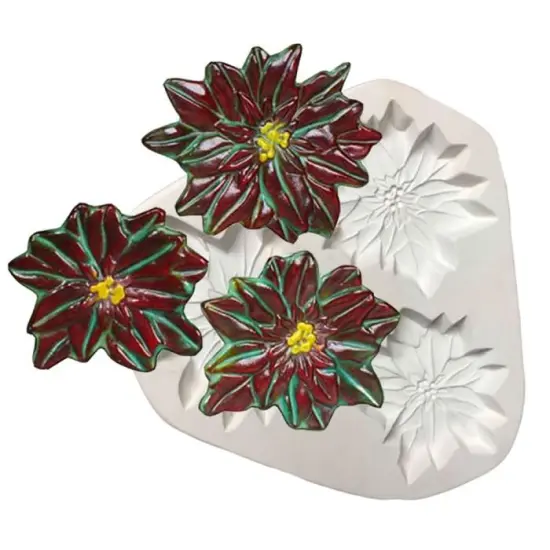 9.5" x 8.5" x 1.5" Poinsettia Ornaments Glass Fusing Kiln Mold {1}
