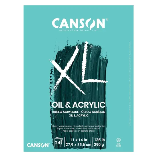 Canson XL Oil & Acrylic Pad 11"X14"-Fold Over, 24 Sheets {1}