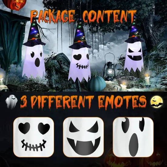 3 Pcs Light Up Hanging Ghosts {2}