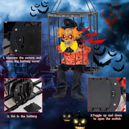 Hanging Ghost Skull Animated Skull Halloween Decorations {3}