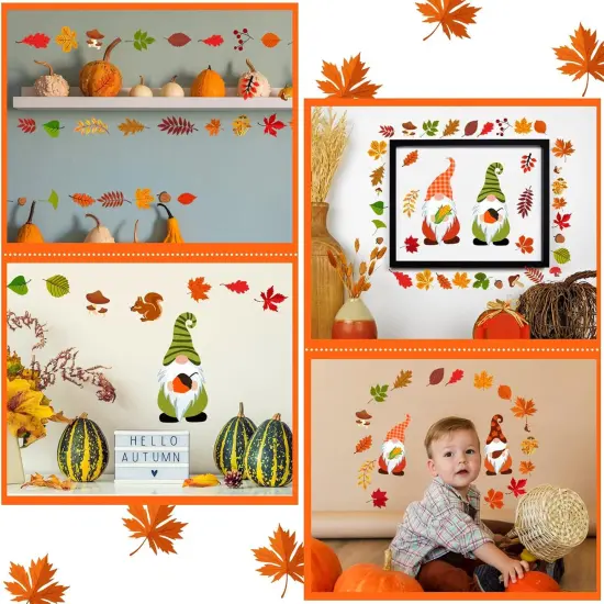 123 Pcs Fall Gnomes Wall Stickers Decals - 6 Sheets (Harvest Style) {5}