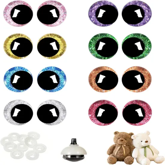 160 Pcs Glitter Safety Eyes 18mm 3D Eyes for Crochet (8 Colors) {1}