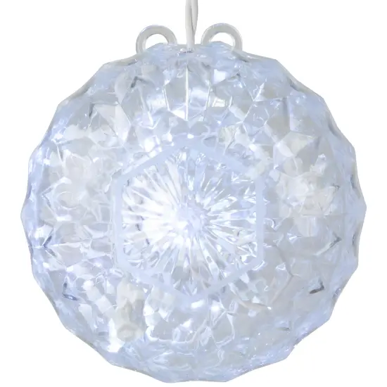 Northlight LED Lighted Crystal Sphere Outdoor Christmas Decoration - 5" - Cool White - 2' White Wire Clear {7}
