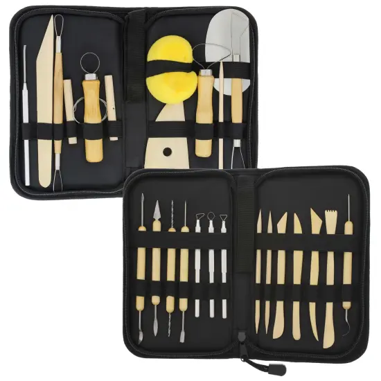 Pottery & Clay Tools Sets (26-Piece) - 12 and 14-Piece Set Include Pottery Tools, Canvas Case for Sculpting, Ceramics, and Easy Storage & Transport {1}