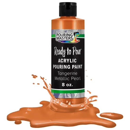 Pouring Masters Tangerine Metallic Pearl Ready to Pour Acrylic Pouring Paint - Premium 8-Ounce Pre-Mixed Fluid Acrylic Paint - Fluid Art Supplies for Canvas, Wood, Paper, Tile & Rocks {1}