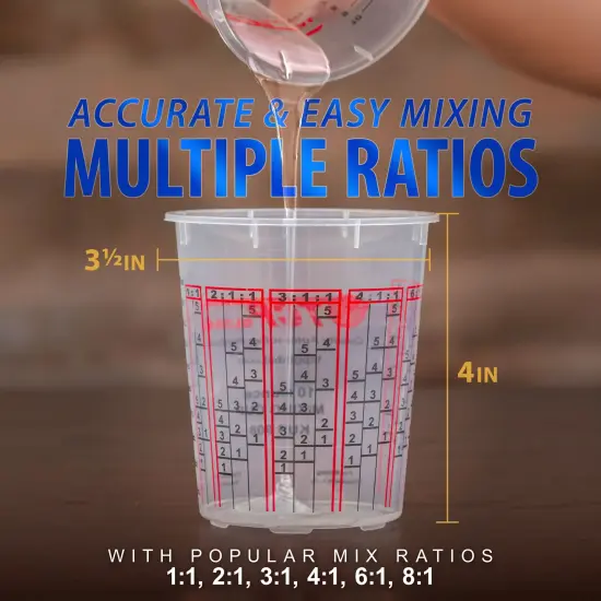 Paint Mixing Cups, 10-Ounce (12 Pack) - Plastic Measuring Cups for Liquids, Automotive Painting, Epoxy Resin, Acrylic Arts, Crafts, Disposable or Reusable, Graduated, Mixing Ratios {3}