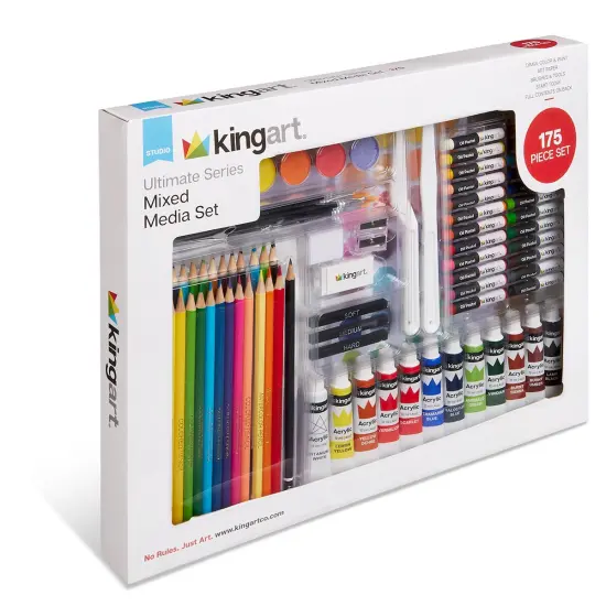 KINGART&reg; Mixed Media Art Set, Drawing, Painting & Sketching, 175 Pc. {5}