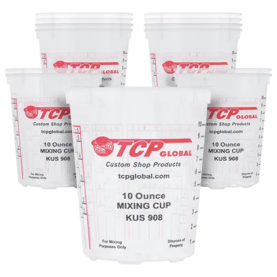 Paint Mixing Cups, 10-Ounce (12 Pack) - Plastic Measuring Cups for Liquids, Automotive Painting, Epoxy Resin, Acrylic Arts, Crafts, Disposable or Reusable, Graduated, Mixing Ratios {1}