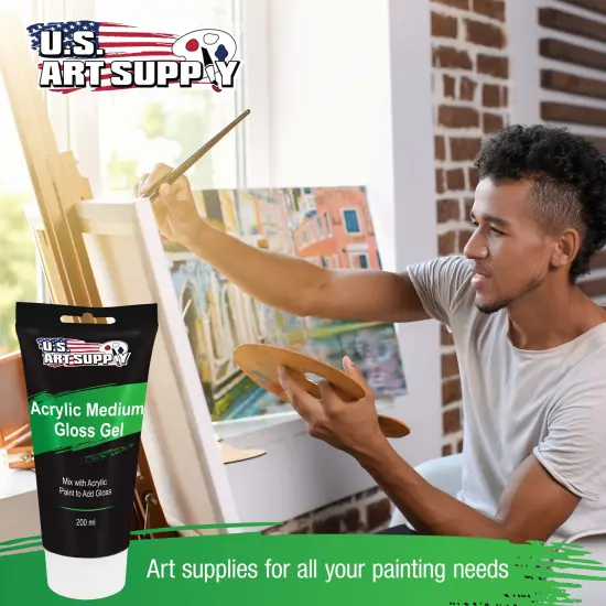 Clear Acrylic Medium Gloss Gel, 200ml - (6.7 Ounce) Tube - Increase Gloss, Viscosity & Transparency in Acrylic Paints {6}