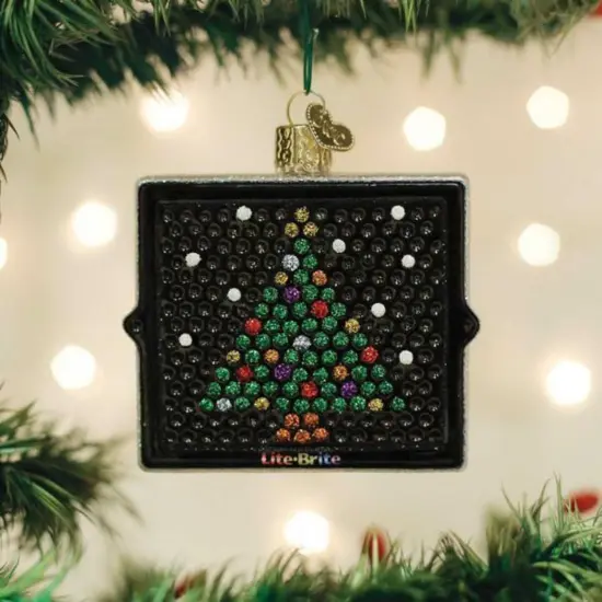 Old World Christmas 3.25 In Lite Brite Tree Ornament , Colorful Pegs Black {3}
