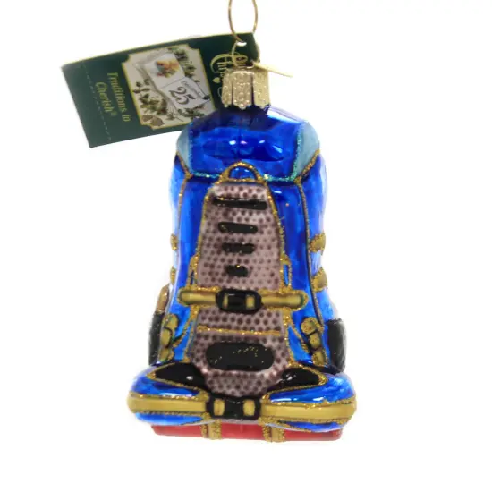 Old World Christmas 4.0 Inch Hiking Backpack Tree Ornament , Explore Nature Scenic Blue {1}