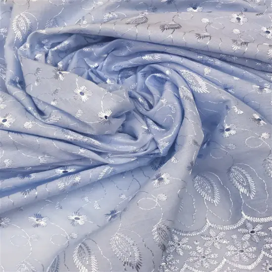 1 Yard Baby Blue Medium Eyelet Cotton Blend Fabric for Sewing Dresses and D&eacute;cor 41/42 Inches Wide {3}