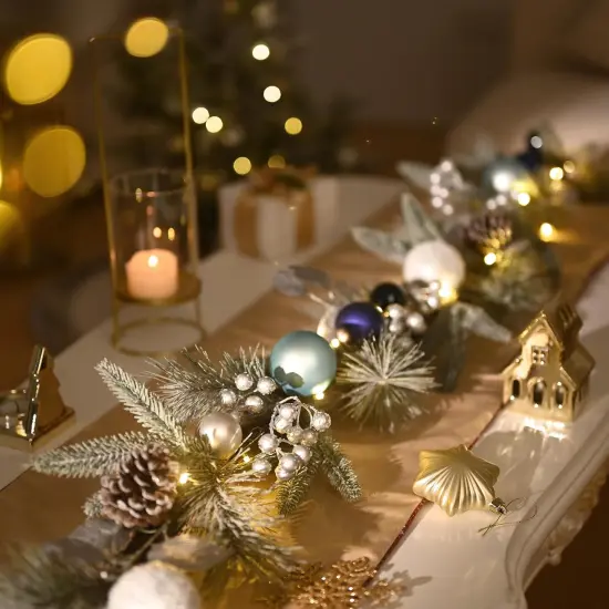 9 feet Pre-Lit Christmas Garland with Light for Mantle {3}