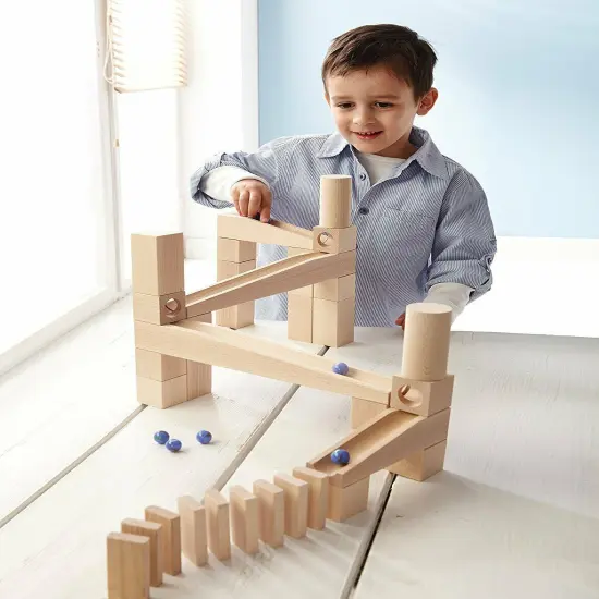 HABA Wooden Marble Run Ball Track Building Set for 3-10 Year Olds, STEM Toy with 44-Piece Wooden Track and Marbles, Montessori Toys for 3-5 Year Olds Multicolor {4}