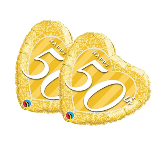 Happy 50th Damask Heart 18 Inch Foil Mylar Balloon {4}